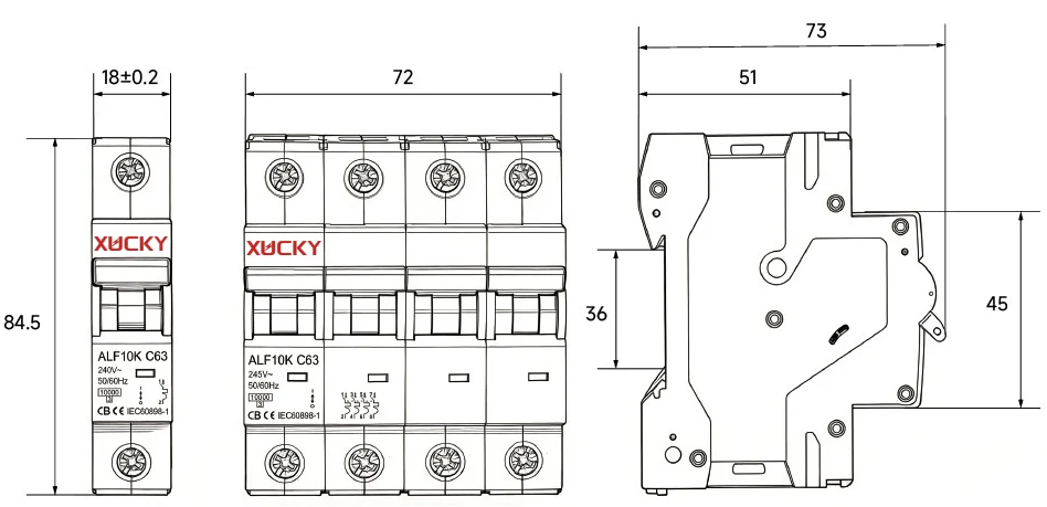4.5kA 6kA 10kA MCB